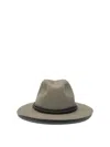 Brunello Cucinelli Fedora Hat With Tubular Leather Band And Monile Detail In Gray