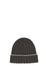 Brunello Cucinelli Ribbed-knit Logo-patch Beanie Hat In Black