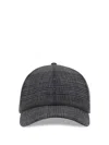 Brunello Cucinelli Women Prince Of Wales Fabric Baseball Hat With Shiny Band In Gray