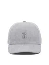 Brunello Cucinelli Curved Brim Hats Collection In Grey