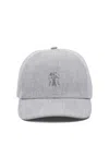 Brunello Cucinelli Curved Brim Hats Collection In Grey
