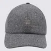 Brunello Cucinelli Virgin Wool Baseball Hat In Gray