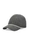 Brunello Cucinelli Knitted Wool Blend Cap In Lead+panama