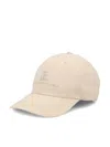 Brunello Cucinelli Baseball Cap In Garment-dyed Twisted Cotton Gabardine With Embroidered Logo In Linseed+medium Gray