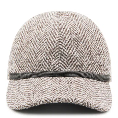 BRUNELLO CUCINELLI HATS MARRONE/GRIGIO
