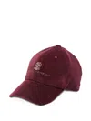 Brunello Cucinelli Men Baseball Cap With Embroidery In Red