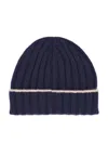 Brunello Cucinelli Ribbed-knit Cashmere Beanie In Navy+camel
