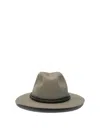 Brunello Cucinelli Fedora Hat With Tubular Leather Band And Monile Detail In Neutral