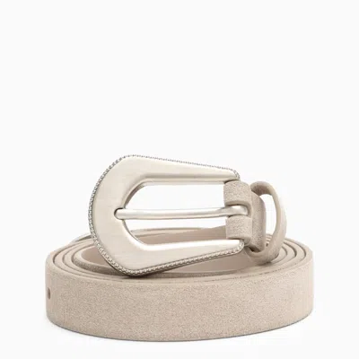 Brunello Cucinelli Hazelnut-coloured Suede Belt In Brown