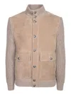 Brunello Cucinelli Bomber Jacket With Knitted Back And Textured Knit Sleeves In Brown