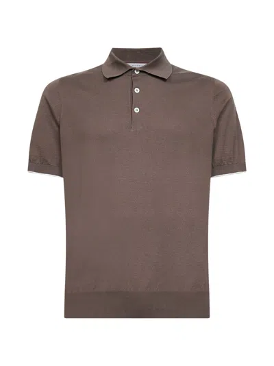 Brunello Cucinelli Men Hazelnut Lightweight Cotton Knit Polo Shirt In Brown