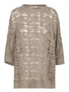 Brunello Cucinelli Hazelnut Lurex Crochet Boatneck Sweater In Beige