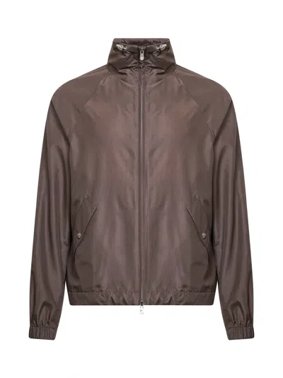 Brunello Cucinelli Hazelnut Technical Silk Jacket In Brown