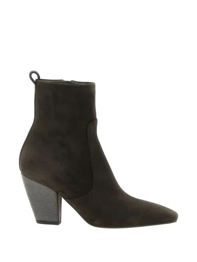 Brunello Cucinelli Heel Ankle Boots In Multi