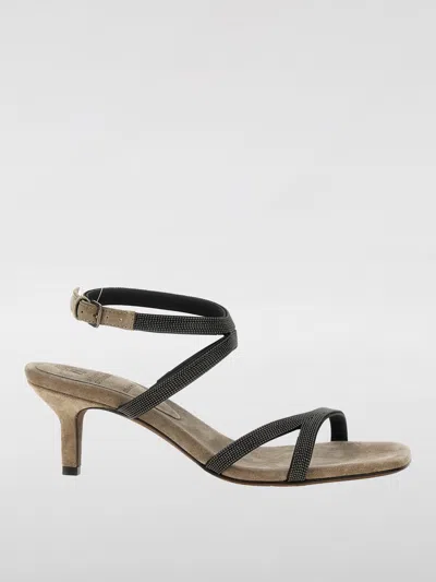 BRUNELLO CUCINELLI HEELED SANDALS BRUNELLO CUCINELLI WOMAN COLOR GREY,G50106020