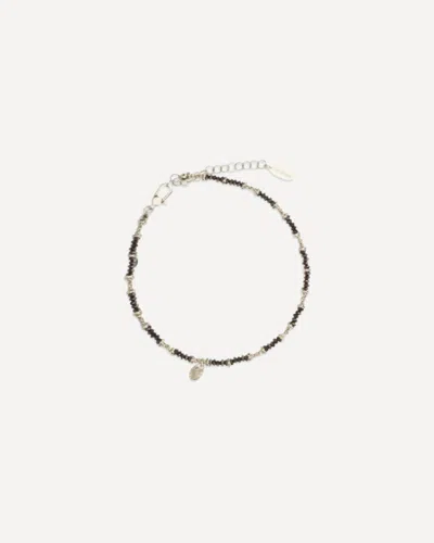 Brunello Cucinelli Hematite And 925 Sterling Silver Anklet In Brown