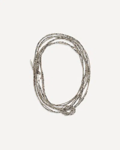 Brunello Cucinelli Hematite And Sterling Silver 925 Wrap Bracelet In Metallic