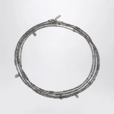 BRUNELLO CUCINELLI HEMATITE AND STERLING SILVER BRACELET