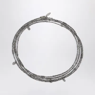 BRUNELLO CUCINELLI BRUNELLO CUCINELLI HEMATITE AND STERLING SILVER BRACELET