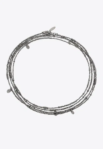 BRUNELLO CUCINELLI HEMATITE AND STERLING SILVER BRACELET