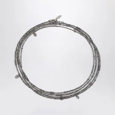 BRUNELLO CUCINELLI HEMATITE AND STERLING SILVER BRACELET