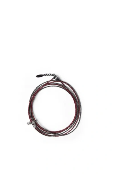 Brunello Cucinelli Hematite And Sterling Silver Bracelet In Red