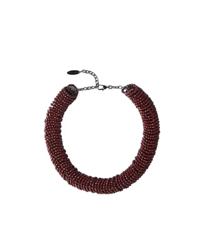 Brunello Cucinelli Hematite And Sterling Silver Choker In Red