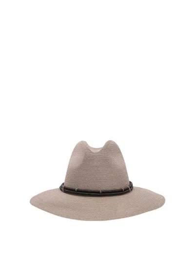 Brunello Cucinelli Hemp And Cotton Fedora Hat In Brown