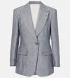 Brunello Cucinelli Hemp And Linen Blazer In Blu/bianco