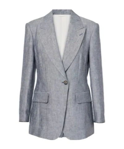 Brunello Cucinelli Hemp And Linen Blazer In Gray