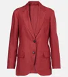 Brunello Cucinelli Hemp And Linen Gabardine Blazer In Red