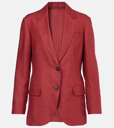 Brunello Cucinelli Hemp And Linen Gabardine Blazer In Rot
