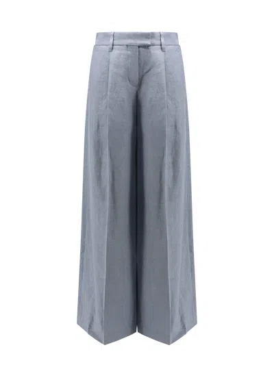 Brunello Cucinelli Hemp And Linen Trouser In Avion Blue
