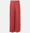 Brunello Cucinelli Hemp And Linen Wide-leg Pants In Red
