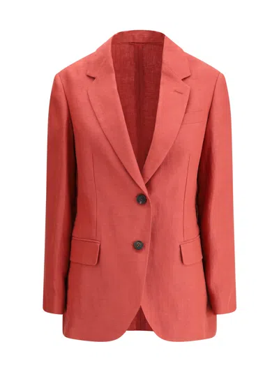 Brunello Cucinelli Hemp Blazer Women's Jacket In Red