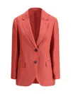 Brunello Cucinelli Hemp Blazer Jacket In Rosso