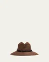 Brunello Cucinelli Hemp Fedora W/ Leather Trim
