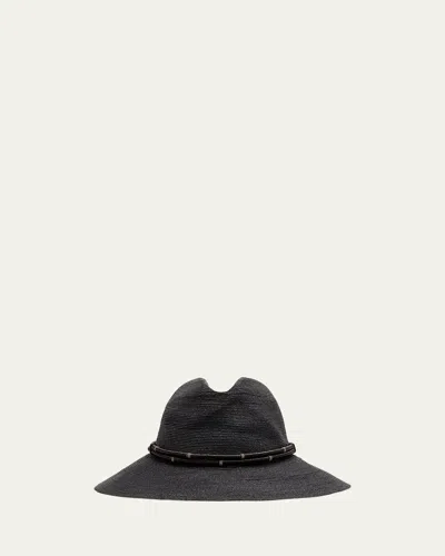 Brunello Cucinelli Hemp Fedora W/ Leather Trim In Hemp Hat W Leather Trim