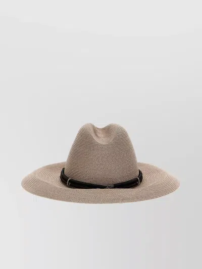 Brunello Cucinelli Interwoven-straw Fedora Hat In Brown