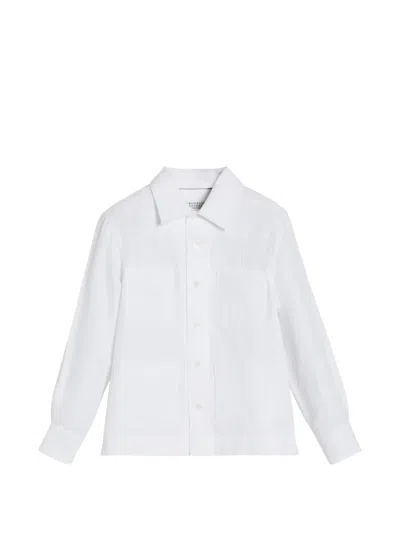 Brunello Cucinelli Hemp, Linen And Cotton Diagonal Guayabera In White