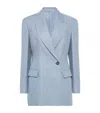 Brunello Cucinelli Hemp-linen Single-breasted Blazer In Blue