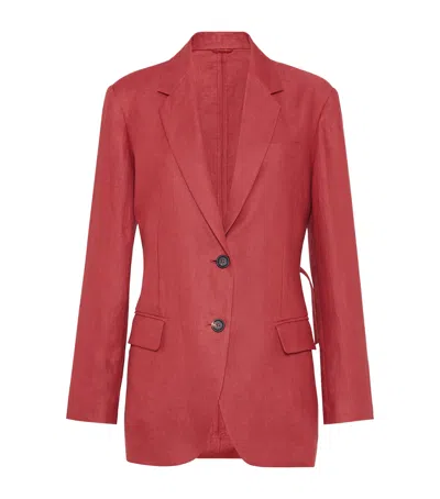 Brunello Cucinelli Hemp-linen Single-breasted Blazer In Red