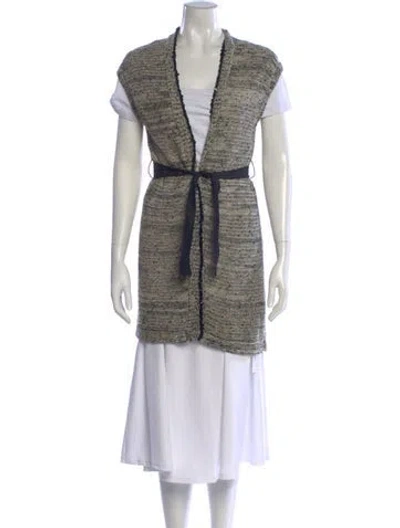 Pre-owned Brunello Cucinelli Hemp Plunge Neckline Sweater In Neutral