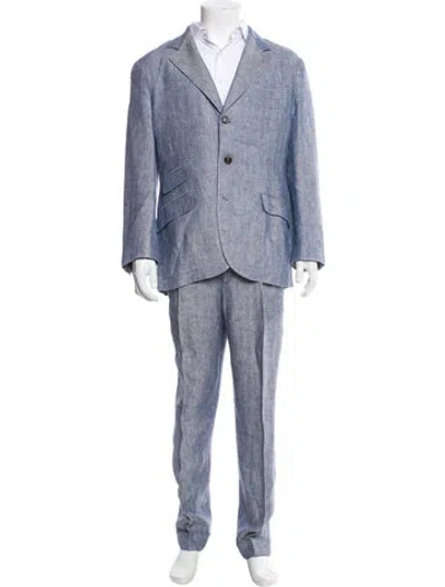 Pre-owned Brunello Cucinelli Hemp Two-piece Suit In Blue