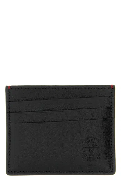 Brunello Cucinelli Heraldic Coat Of Arms Card Holder In Black