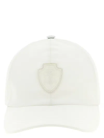 Brunello Cucinelli Heraldic Coat Of Arms Patch Baseball Cap In White