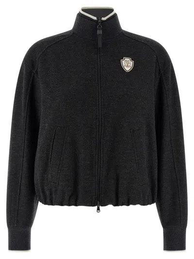 Brunello Cucinelli Heraldic Coat Of Arms Sweatshirt In Gray