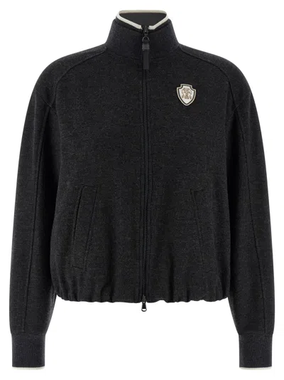 BRUNELLO CUCINELLI HERALDIC COAT OF ARMS SWEATSHIRT GRAY