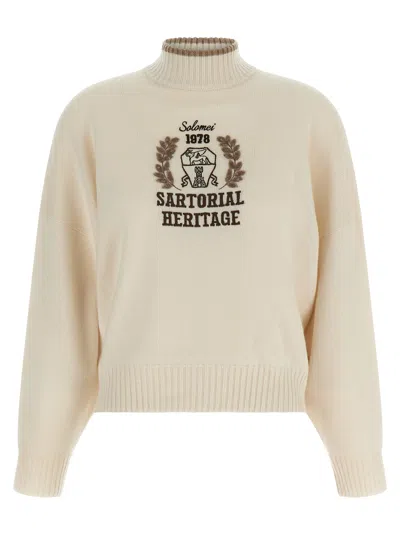 Brunello Cucinelli Heraldic Embroidery Sweater In Neutral