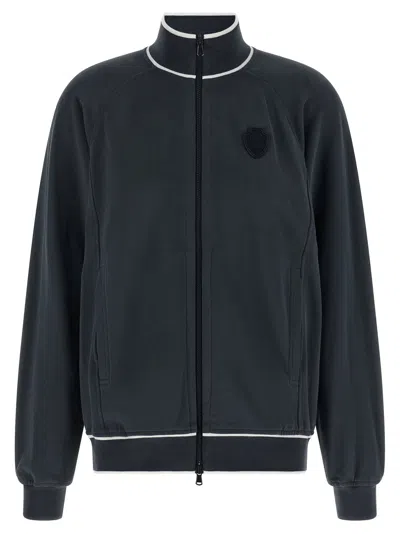 Brunello Cucinelli Heraldic Patch Cotton Sweatshirt In Navy